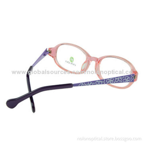 Crystal pink acetate front with metal temple eyeglass frames for unisex, customized logo and size